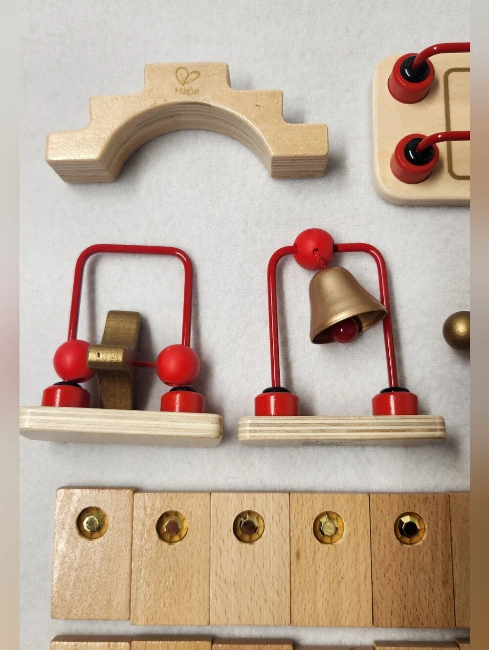 Hape Wooden Domino Rally Montessori STEM Building Toy Partial Set Natural Red